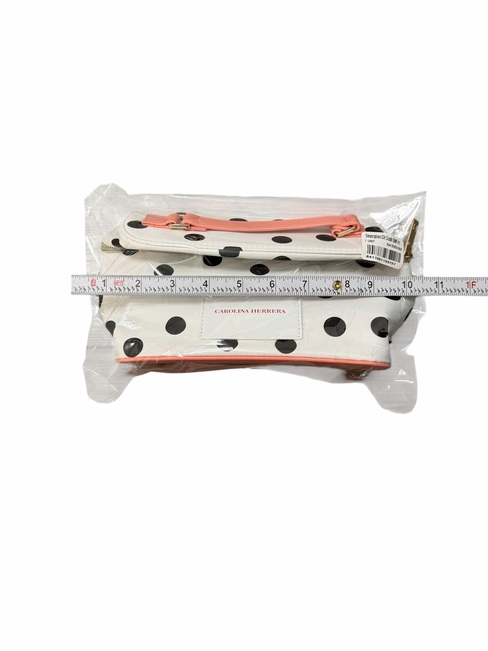 Carolina Herrera White Polka Dot Cosmetic Case with Pink Accents - Picture 5 of 6